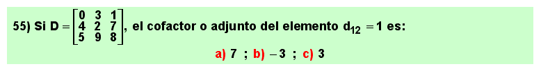 55 Cofactor o adjunto de un elemento de una matriz cuadrada