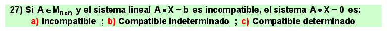 27 Sistemas de ecuaciones lineales, teorema de Rouché-Frobenius-Kroneker, sistema de ecuaciones lineales compatible determinado (solución única), compatible indeterminado (infinitas soluciones), incompatible (sin solución), sistemas equivalentes, sistemas homogéneos, solución trivial, matemáticas, álgebra lineal, bachillerato, universidad