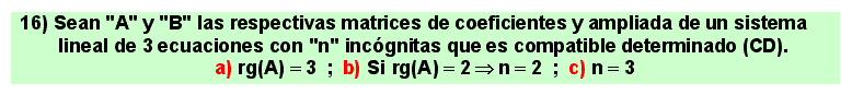 16 Sistemas de ecuaciones lineales, teorema de Rouché-Frobenius-Kroneker, sistema de ecuaciones lineales compatible determinado, compatible indeterminado, incompatible, matemáticas, álgebra lineal, bachillerato, universidad
