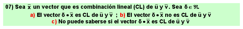 07 Test combinación lineal de vectores, matemáticas, álgebra lineal, bachillerato, universidad