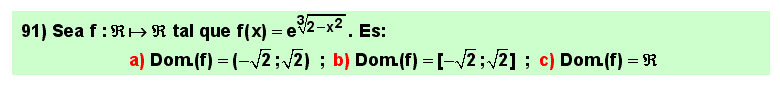 91 Test sobre el dominio de definición de una función exponencial
