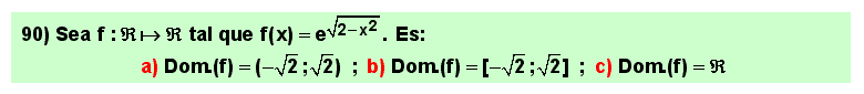 90 Test sobre el dominio de definición de una función exponencial