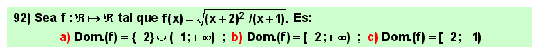 92 Test sobre el dominio de definición de la raíz cuadrada de un cociente de polinomios
