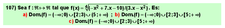 107 Test sobre el dominio de definición de la raíz cuarta de un cociente de polinomios