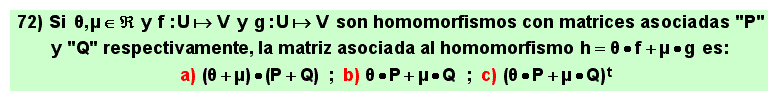 72 Matriz asociada a una combinación lineal de homomorfismos