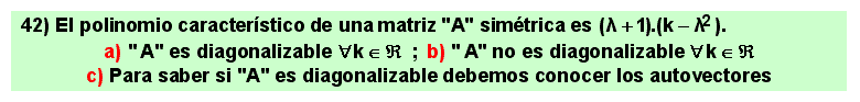 42
Álgebra de lo Lineal: autovalores, autovectores, diagonalización de matrices cuadradas.