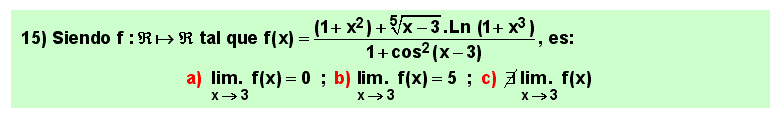15 Test sobre el concepto de límite de una función en un punto