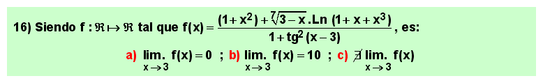 16 Test sobre el concepto de límite de una función en un punto