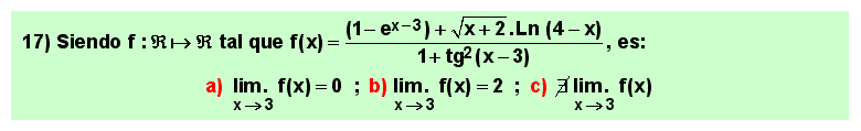 17 Test sobre el concepto de límite de una función en un punto