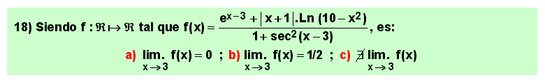 18 Test sobre el concepto de límite de una función en un punto