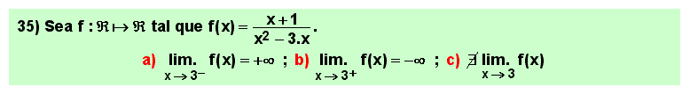 35 Límite de un cociente de polinomios en un punto en que se anula el denominador