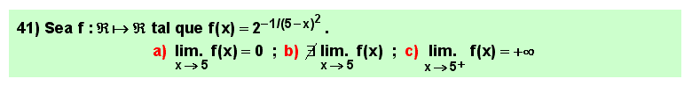 41 Test sobre el límite de una función exponencial cuyo exponente es un cociente de polinomios