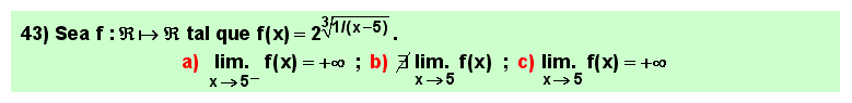 43 Test sobre el límite de una exponencial cuyo exponente es la raíz de índice impar de un cociente de polinomios