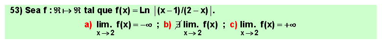 53 Test sobre el límite del logaritmo neperiano de valor absoluto de un cociente de polinomios (función racional fraccionaria)