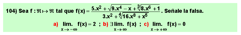 104 Test sobre el límite de una función irracional en el infinito, Matemáticas, Cálculo Diferencial, Universidad, Bachillerato 