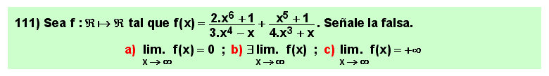 111 Test sobre el límite en el infinito de una suma o diferencia de cocientes de polinomios, Matemáticas, Cálculo Diferencial, Universidad, Bachillerato 