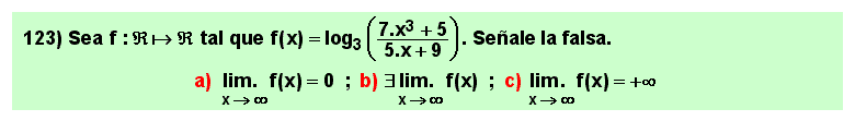123 Test sobre el límite en el infinito del logarirmo de un cociente de polinomios, Matemáticas, Cálculo Diferencial, Universidad, Bachillerato 
