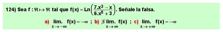 124 Test sobre el límite en el infinito del logarirmo de un cociente de polinomios, Matemáticas, Cálculo Diferencial, Universidad, Bachillerato 