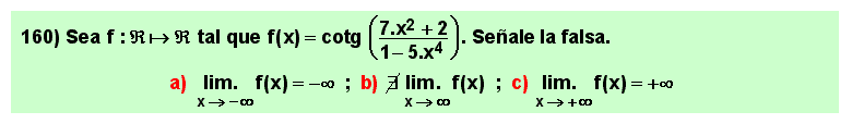 160 Test sobre el límite en el infinito de la cotangente de un cociente de polinomios, Matemáticas, Cálculo Diferencial, Universidad, Bachillerato 