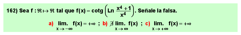 162 Test sobre el límite en el infinito de la cotangente del logaritmo neperiano un cociente de polinomios, Matemáticas, Cálculo Diferencial, Universidad, Bachillerato 
