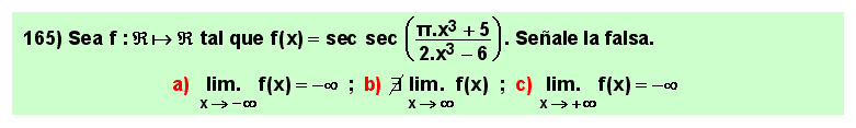 165 Test sobre el límite en el infinito de la secante de un cociente de polinomios, Matemáticas, Cálculo Diferencial, Universidad, Bachillerato 