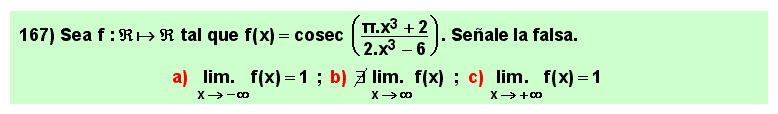 167 Test sobre el límite en el infinito de la cosecante de un cociente de polinomios, Matemáticas, Cálculo Diferencial, Universidad, Bachillerato 