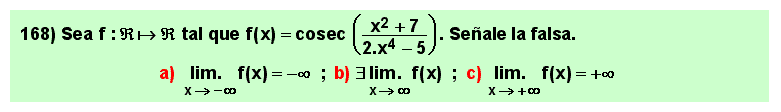 168 Test sobre el límite en el infinito de la cosecante de un cociente de polinomios, Matemáticas, Cálculo Diferencial, Universidad, Bachillerato 