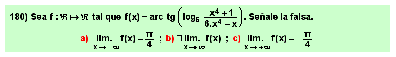 180 Test sobre el límite en el infinito del arco tangente del logaritmo de un cociente de polinomios, Matemáticas, Cálculo Diferencial, Universidad, Bachillerato 