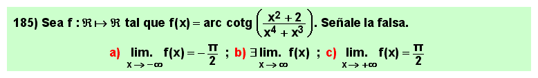 185 Test sobre el límite en el infinito del arco cotangente de un cociente de polinomios, Matemáticas, Cálculo Diferencial, Universidad, Bachillerato 