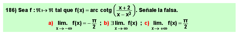 186 Test sobre el límite en el infinito del arco cotangente de un cociente de polinomios, Matemáticas, Cálculo Diferencial, Universidad, Bachillerato 