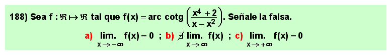 188 Test sobre el límite en el infinito del arco cotangente de un cociente de polinomios, Matemáticas, Cálculo Diferencial, Universidad, Bachillerato 