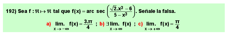 192 Test sobre el límite en el infinito del arco secante de un cociente de polinomios, Matemáticas, Cálculo Diferencial, Universidad, Bachillerato 