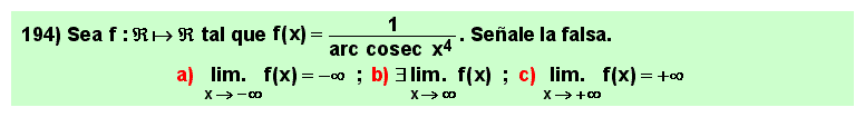 194 Test sobre el límite en el infinito del arco cosecante de un cociente de polinomios, Matemáticas, Cálculo Diferencial, Universidad, Bachillerato 