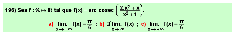 196 Test sobre el límite en el infinito del arco cosecante de un cociente de polinomios, Matemáticas, Cálculo Diferencial, Universidad, Bachillerato 