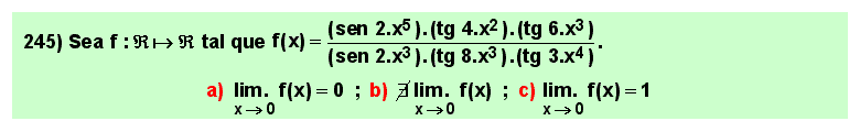 245 Test sobre cálculo de un límite mediante sustitución de infinitésimos equivalentes.