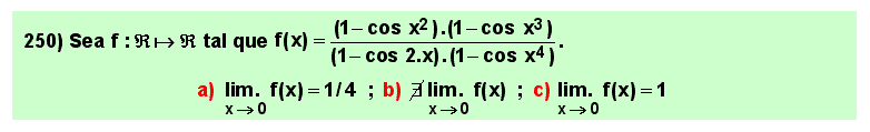 250 Test sobre cálculo de un límite mediante sustitución de infinitésimos equivalentes.
