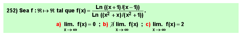 252 Test sobre cálculo de un límite mediante sustitución de infinitésimos equivalentes.
