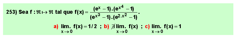 253 Test sobre cálculo de un límite mediante sustitución de infinitésimos equivalentes.