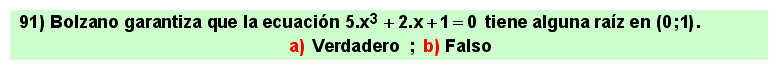 91 Test, teorema de Bolzano, continuidad de una función en un intervalo cerrado 