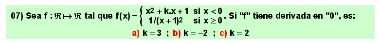 07  Test, derivadas laterales de una función en un punto