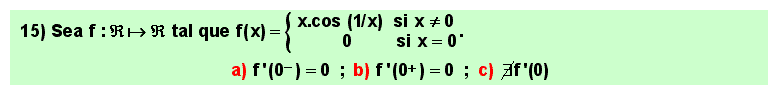 15 Función continua en un punto y que carece de derivadas laterales en él