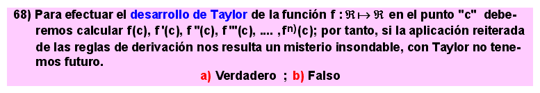 68 Desarrollo de Taylor de una función en un punto, desarrollo de Mac-Laurin de una función en un punto 