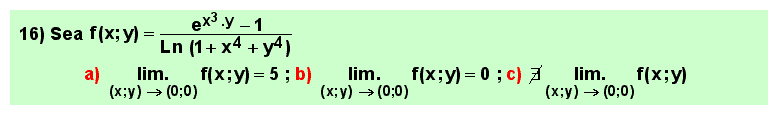 16 Test, límite de una función de varias variables o campo escalar en un punto