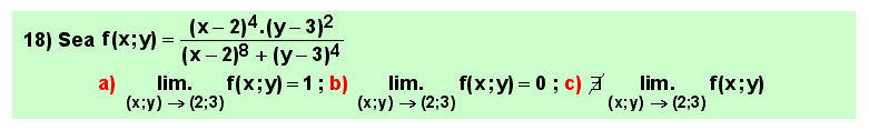 18 Test, límite de una función de varias variables o campo escalar en un punto
