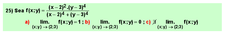 25 Test, límite de una función de varias variables o campo escalar en un punto