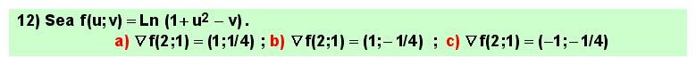 12 Problema, derivadas parciales y gradiente de una función de varias variables en un punto