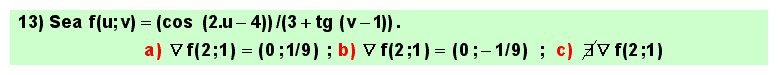 13 Problema, derivadas parciales y gradiente de una función de varias variables en un punto