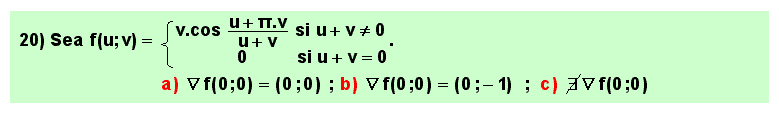 20 Problema, derivadas parciales y gradiente de una función de varias variables en un punto