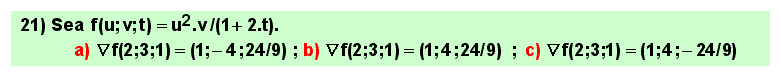 21 Problema, derivadas parciales y gradiente de una función de varias variables en un punto