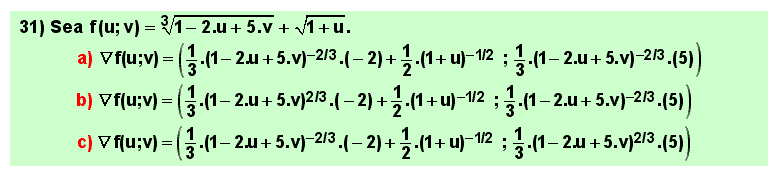 31 Problema aplicación reglas de derivación de funciones de varias variables